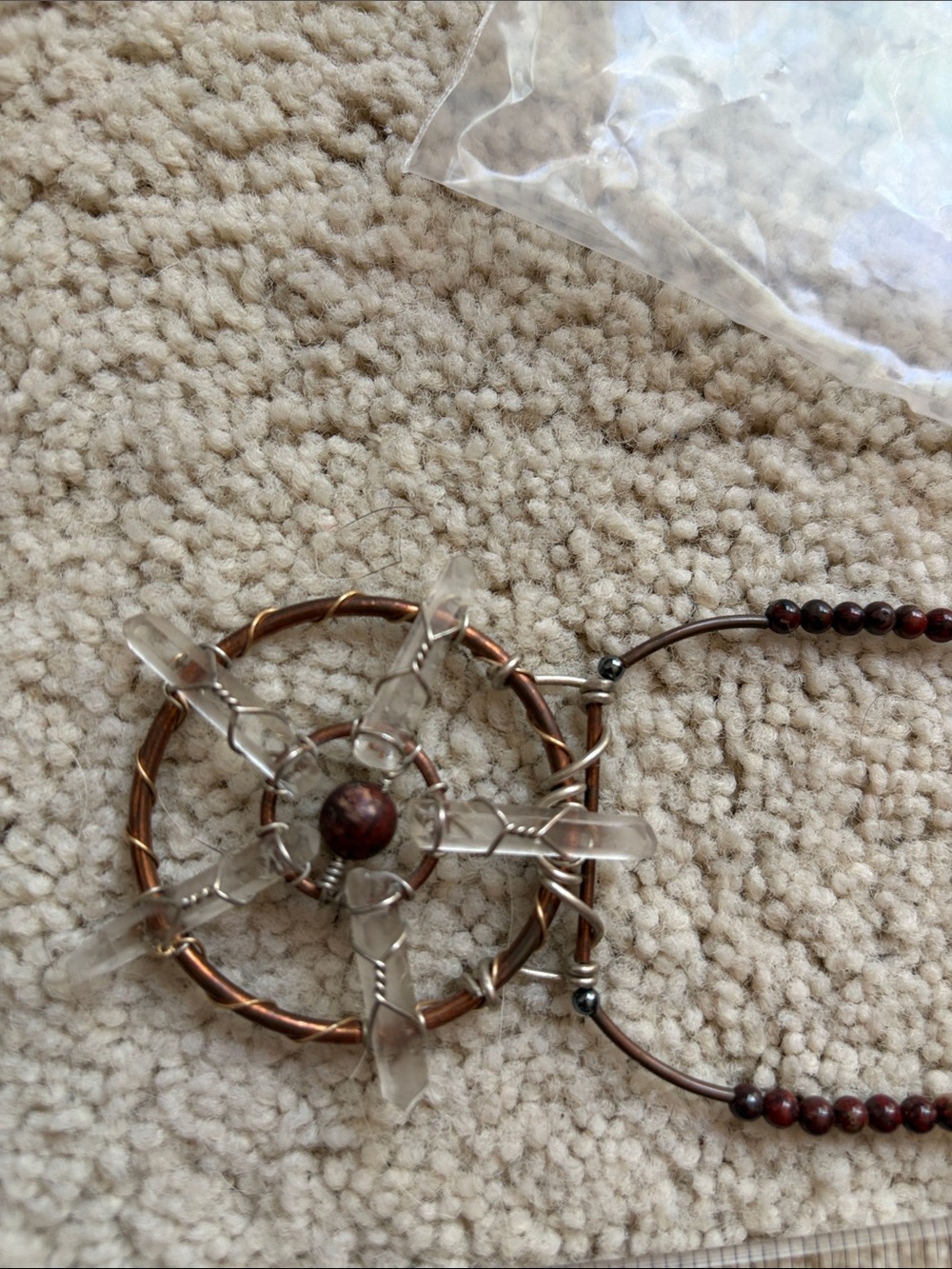 5 pointed jasper center jasper & hematite beads